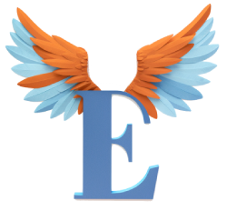 a Large capital letter E sprouting wings